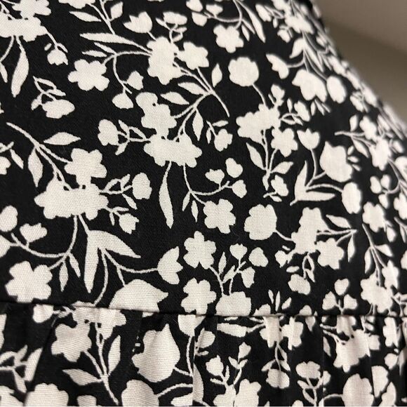 1. State Cotton Floral Puffed Sleeve Dress Black White Cottagecore Prairie - Picture 10 of 15
